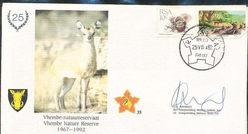 RSA   -  SA  ARMY   COVER   no 35  -    SIGNED