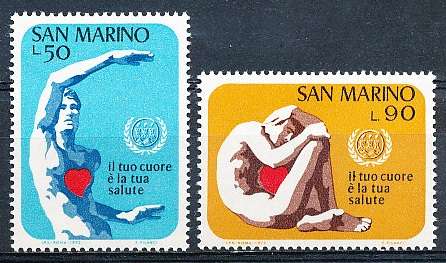 SAN MARINO  1972  -  World Heart Month   FULL SET     -   FINE  MINT