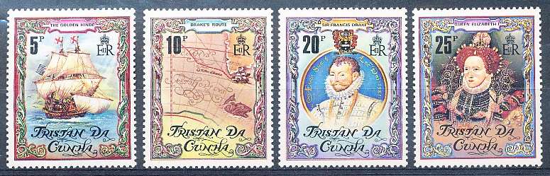 TRISTAN da CUNHA  - 1980   Sir Francis Drake's Circumnavigation   SET -    FINE  MINT