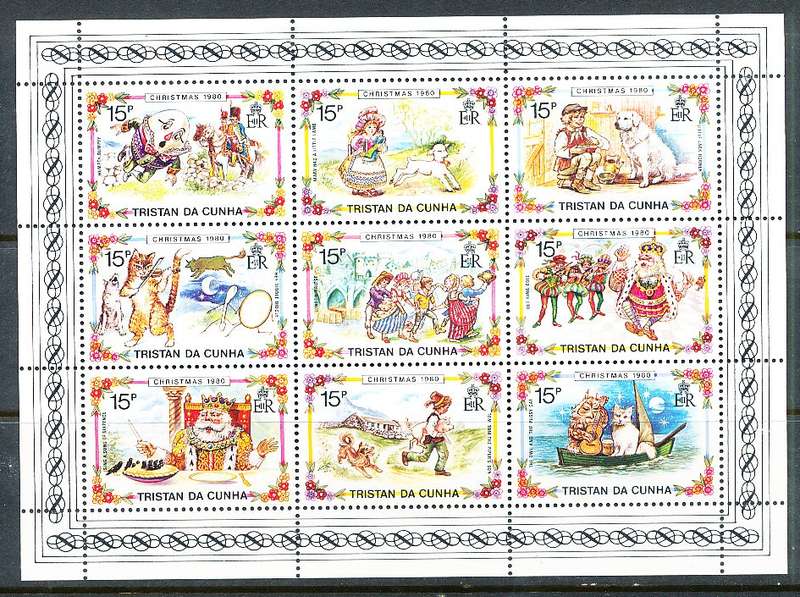 TRISTAN da CUNHA  - 1980    Christmas - Children's Nursery Rhymes  SHEET -    FINE  MINT