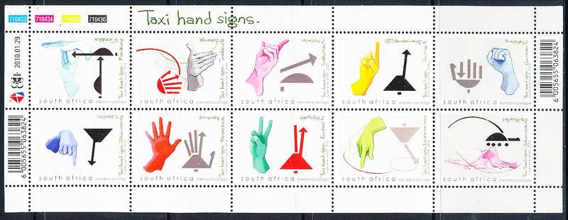 RSA  - 2010  -   Taxi Hand Signs    FULL SHEET    - FINE  MINT
