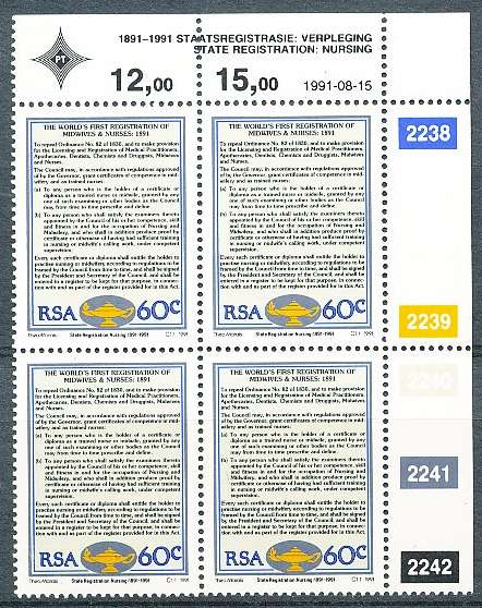 RSA -  1991  -  Registration for Nurses and Midwives  C/BLOCK  - FINE MINT