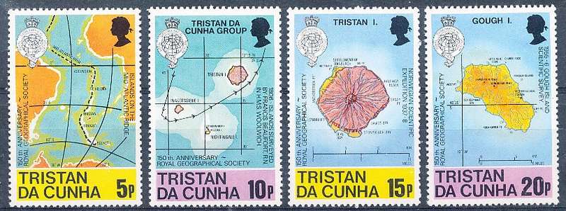 TRISTAN da CUNHA  - 1980    Geographical Society - Maps  SET -    FINE  MINT