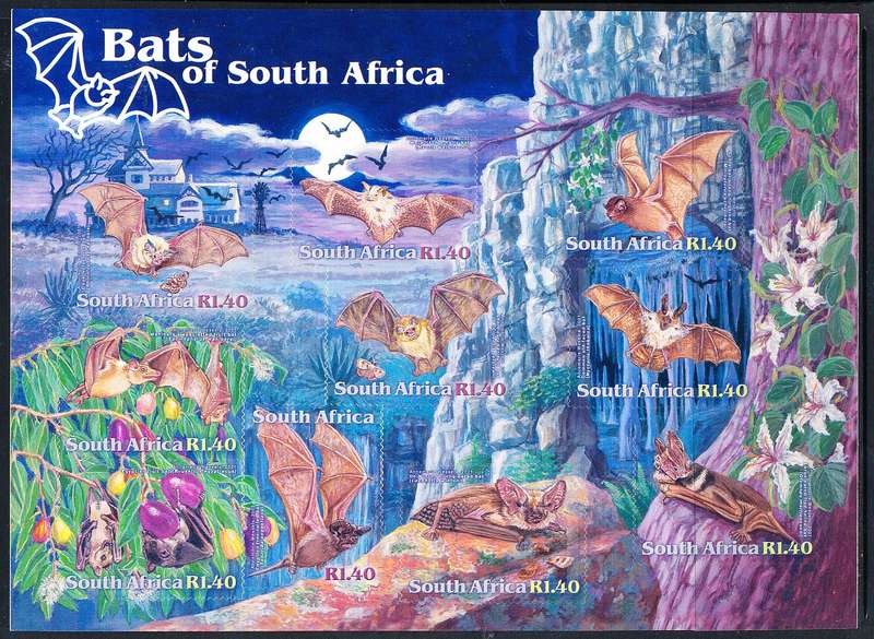 RSA  - 2001  -  Bats of South Africa  -  FULL  SHEET  - FINE  MINT