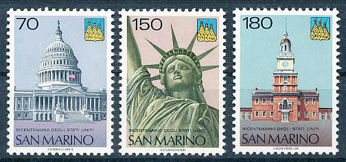 SAN MARINO  1976  -  Independence of the USA  FULL SET     -   FINE  MINT