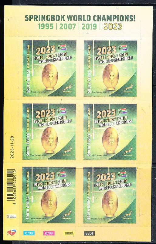 RSA  - 2023 -   RUGBY WORLD CUP    FULL SHEET   - FINE  MINT
