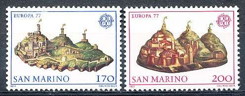 SAN MARINO  1977  -  EUROPA Stamps - Landscapes  FULL SET     -   FINE  MINT