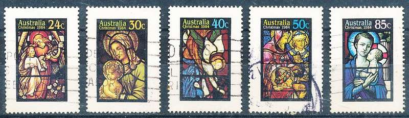 AUSTRALIA  1984 -  Christmas - Stained Glass Windows    SET -   FINE  USED