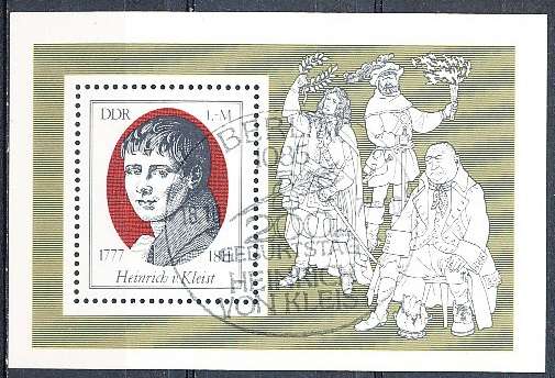 GERMANY  DDR   1977  -  Heinrich von Kleist  MINI-SHEET    -  FINE  USED