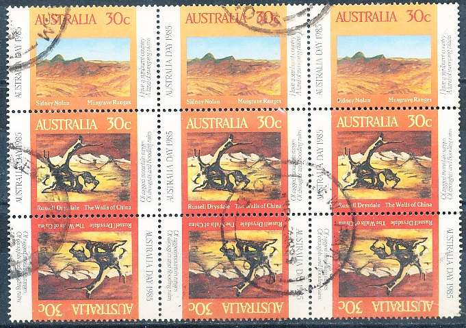 AUSTRALIA  1985 -  Australia Day  SET -   FINE  USED BLOCK OF 9