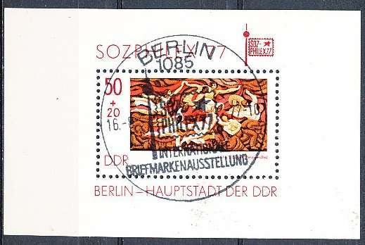GERMANY  DDR   1977  -  Stamp Exhibition "SOZPHILEX '77"   MINI-SHEET   -  FINE  USED