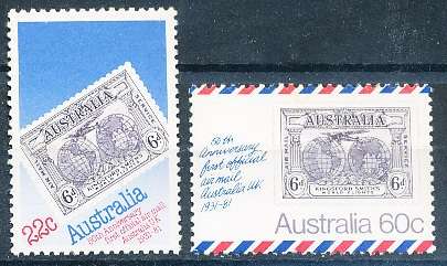 AUSTRALIA  1981 -   First Official Airmail Australia - UK  SET  -  FINE  MINT