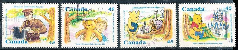 CANADA  1996  -   Stamp Collecting Month - Winnie the Pooh  FULL SET   - FINE USED