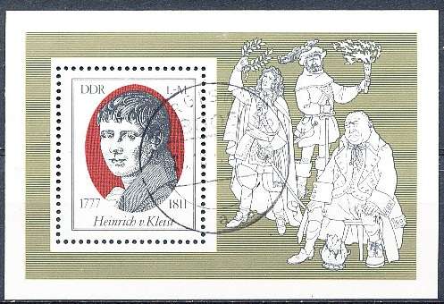 GERMANY  DDR   1977  -  Heinrich von Kleist  MINI-SHEET    -  FINE  USED