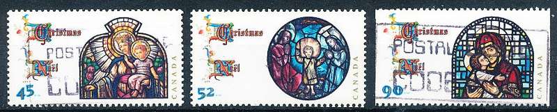 CANADA  1997  -   Christmas - Stained Glass Windows  FULL SET   -  FINE  USED