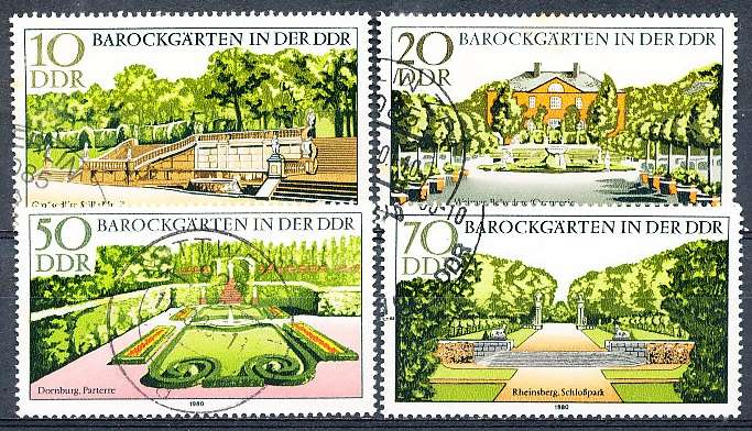 GERMANY  DDR   1980  -  Baroque Gardens  FULL SET    -  FINE  USED