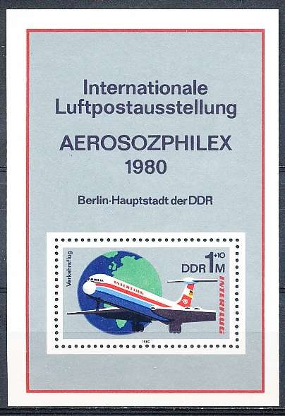 GERMANY  DDR   1980  -   Interflug Airlines   MINI-SHEET    -  FINE  MINT