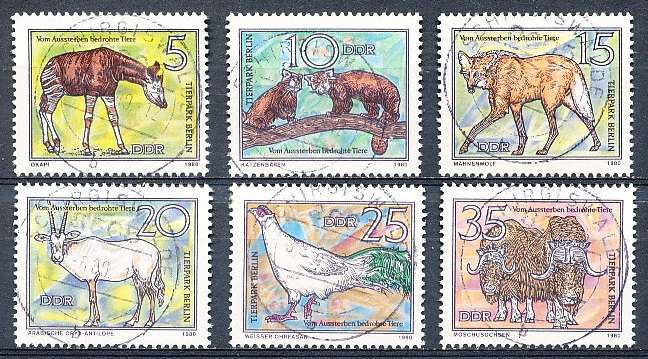 GERMANY  DDR   1980  - Treatened Animals  FULL SET    -  FINE  USED