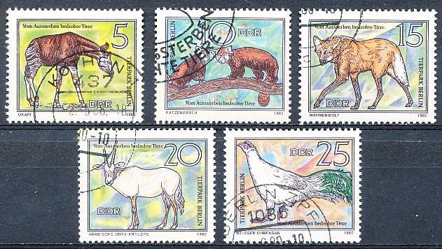 GERMANY  DDR   1980  - Treatened Animals  PART  SET    -  FINE  USED