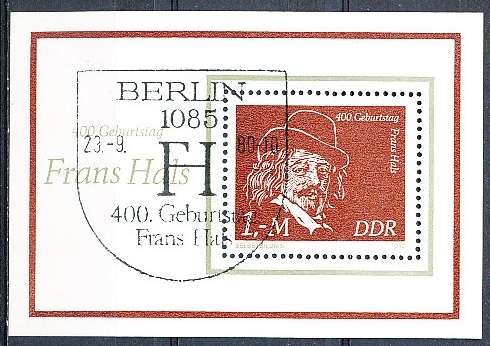 GERMANY  DDR   1980  -  Birth of Frans Hals  MINI-SHEET   -  FINE  CTO  USED