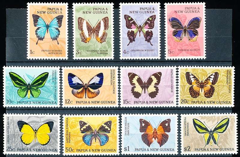 PAPUA NEW GUINEA 1966  -  Butterflies   FULL  SET    -   MINT