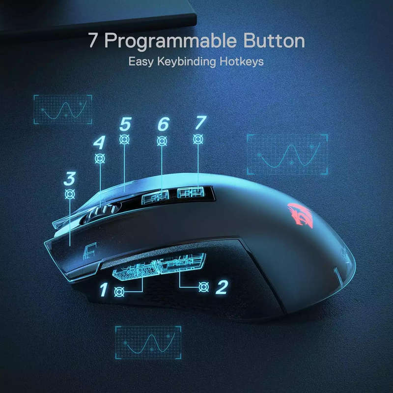 Redragon RD-M693-RGB M693 Trident 8000 DPI Wireless Optical RGB Black Gaming Mouse