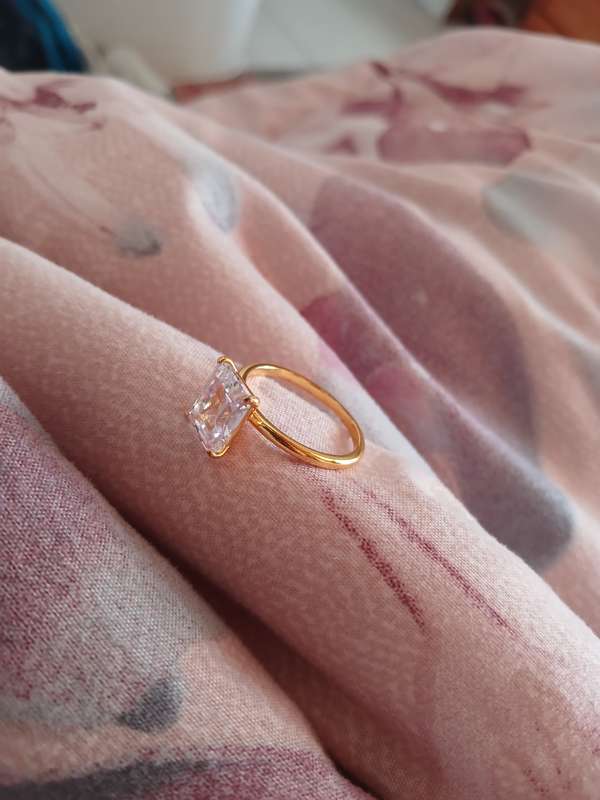 Cubic Zirconia 925 Sterling Silver Gold Plated Ring 18mm Good as New