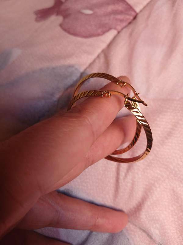 Gold Plated Stainless Steel Patterned Hoop Earrings