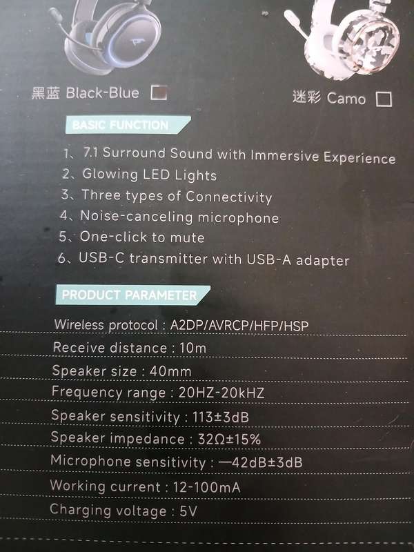 Picun Valorise UG-08S Wireless RGB Gaming Headset