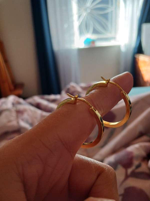 925 Sterling Silver Gold Plated Hoop Earrings Good as New 3cm