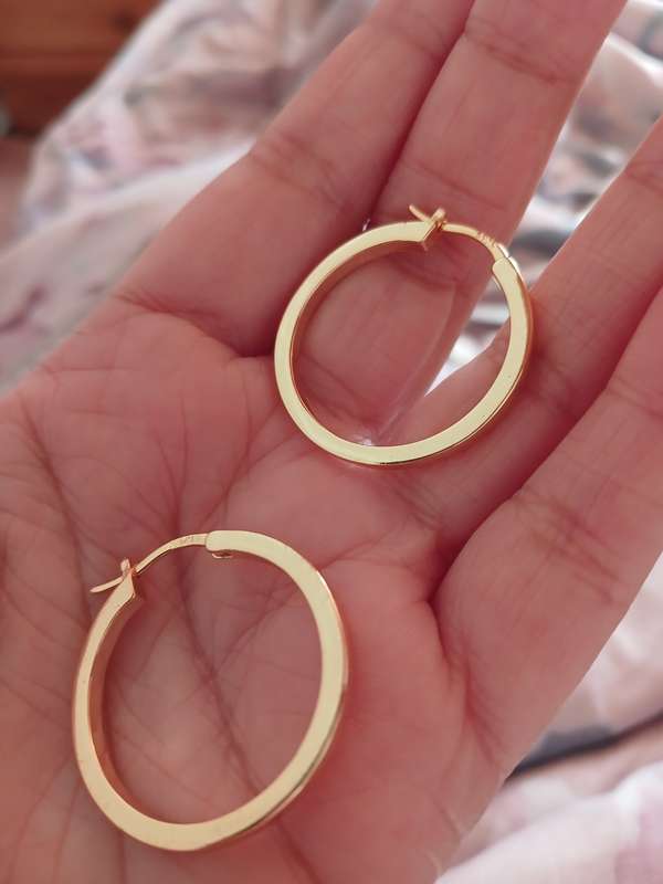 925 Sterling Silver Gold Plated Hoop Earrings Good as New 3cm