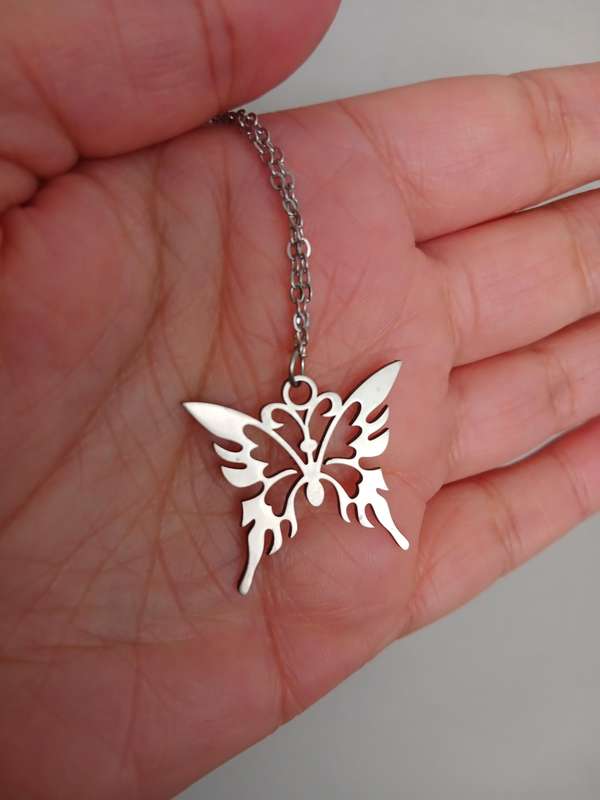 Stainless Steel Vintage Insect Butterfly Pendant Necklace