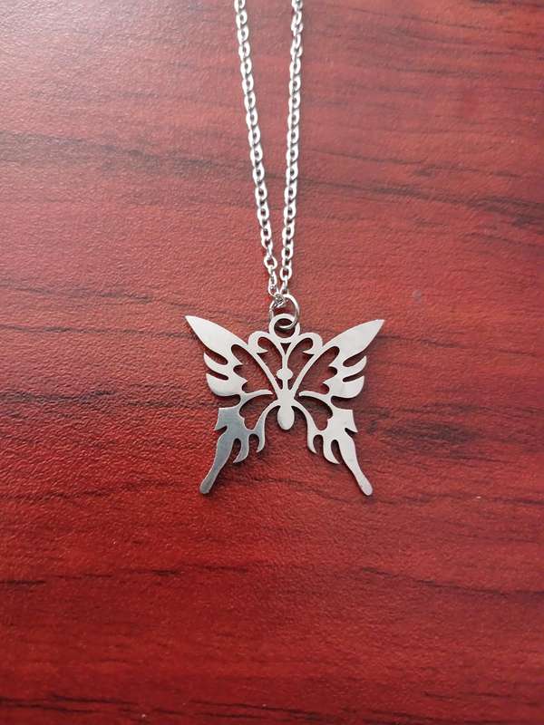 Stainless Steel Vintage Insect Butterfly Pendant Necklace