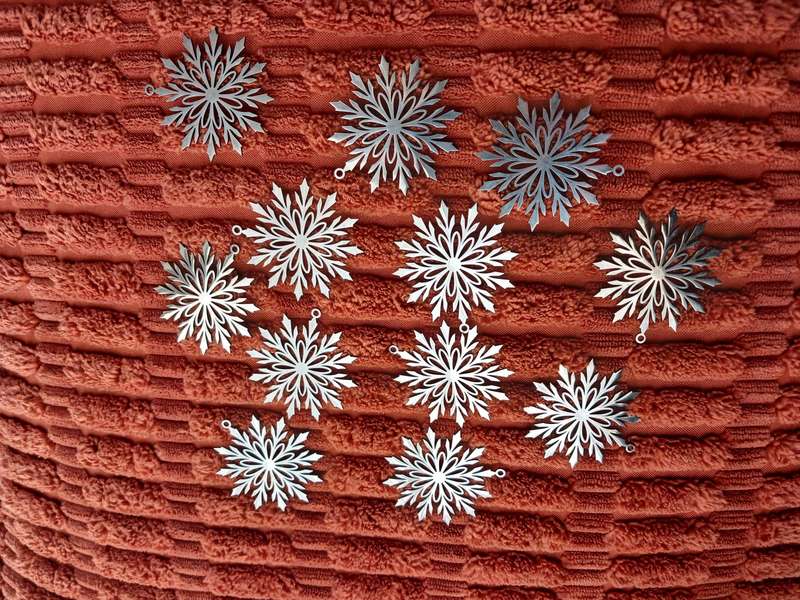 12pc 4cm Stainless Steel Snowflake Pendant Charms Jewelry Making