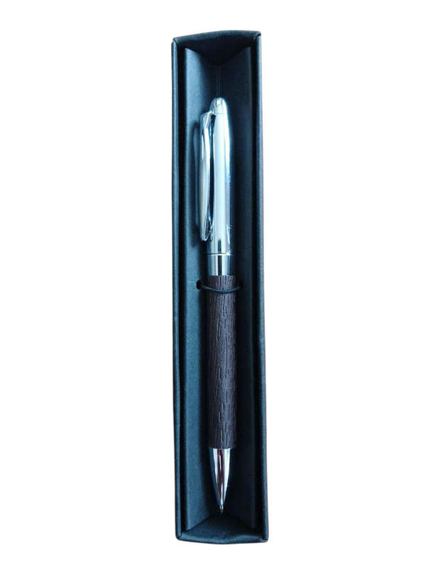 Dark Brown and Silver Metal Ballpoint Pen