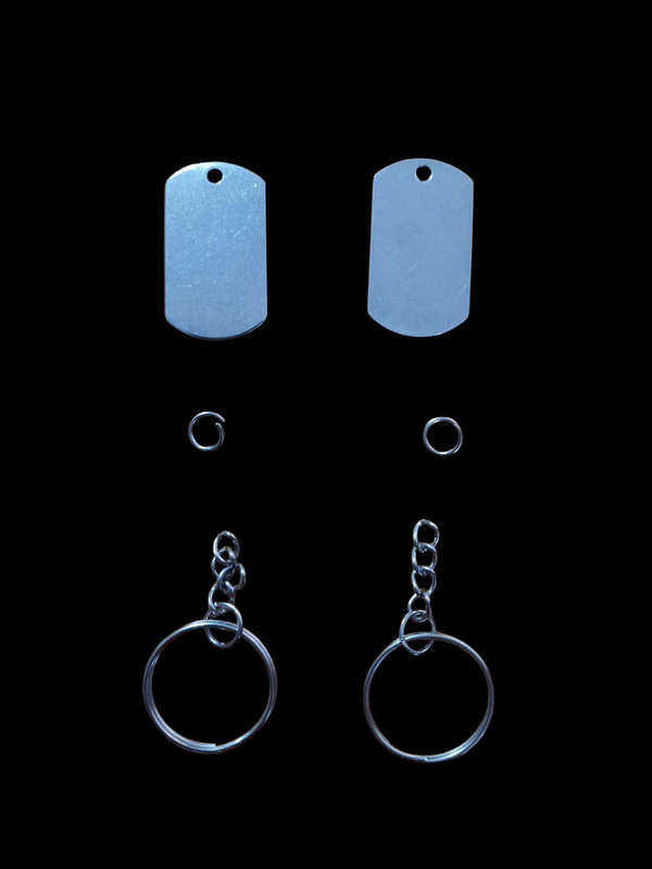 6 Pc Stainless Steel Dog Tags Keyrings And Jump Rings