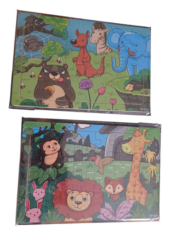 2 Pack 24 Piece Animal Wooden Puzzle