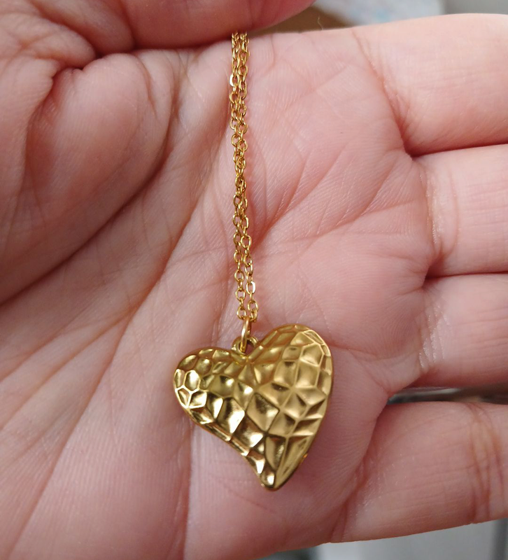 Gold Plated Stainless Steel Heart Pendant Necklace