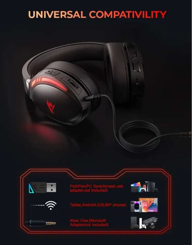 KOFIRE UG-06 Pro Wireless Gaming Headset for PS4 PS5pcs, PC (In Original Box)