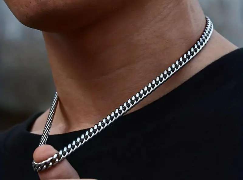 7mm 50cm Stainless Steel Cuban Chain Necklace