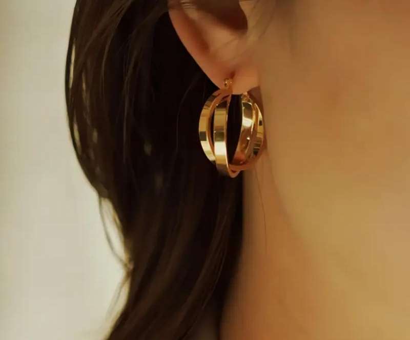 Elegant Cross & Circle Design Earrings Gold Plated