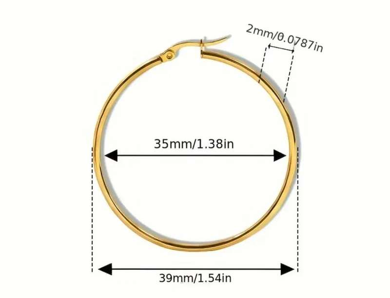 Gold Plated Stainless Steel Classic Circle Hoop Earrings