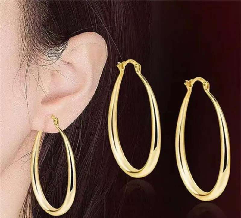 Gold Plated Bohemian Hoop Earrings Vintage Style