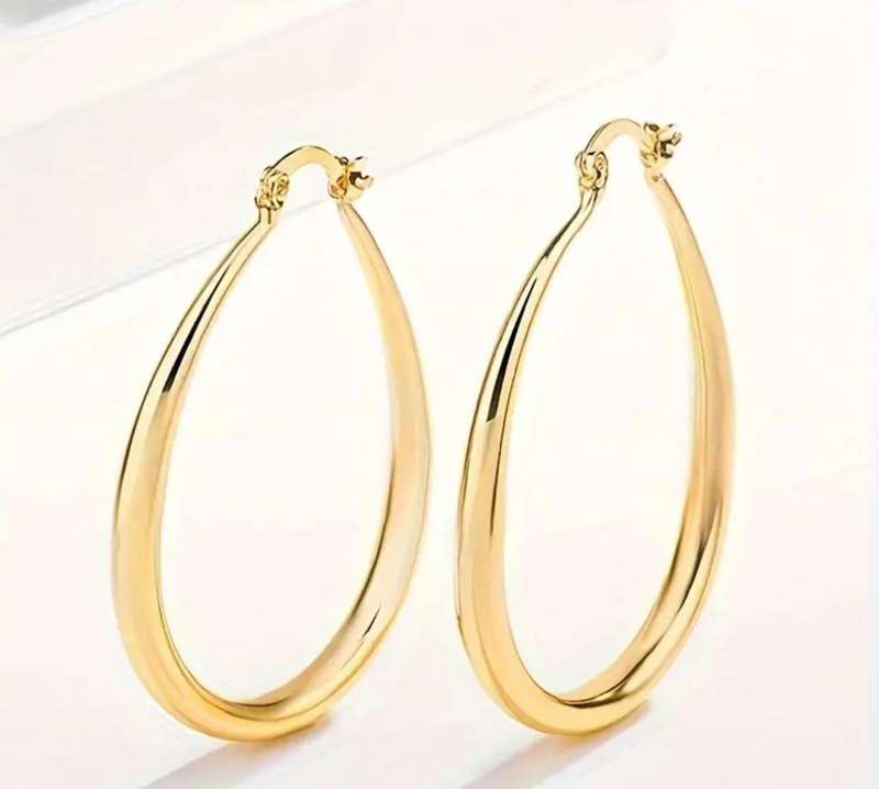 Gold Plated Bohemian Hoop Earrings Vintage Style