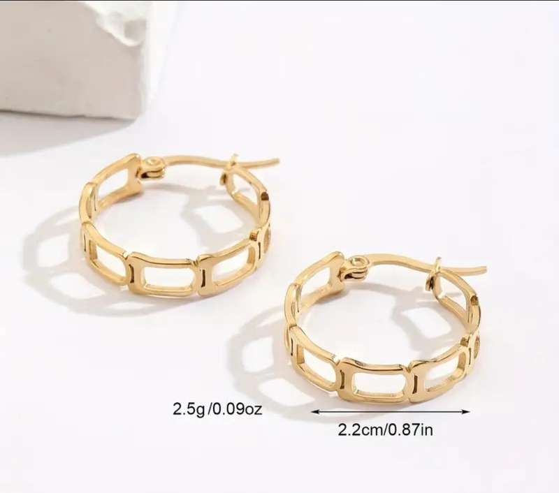 Stainless Steel Geometric Gold Plated Hoop Earrings
