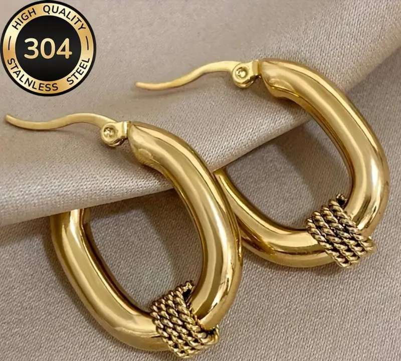 Gold Plated Stainless Steel Hoop Earrings