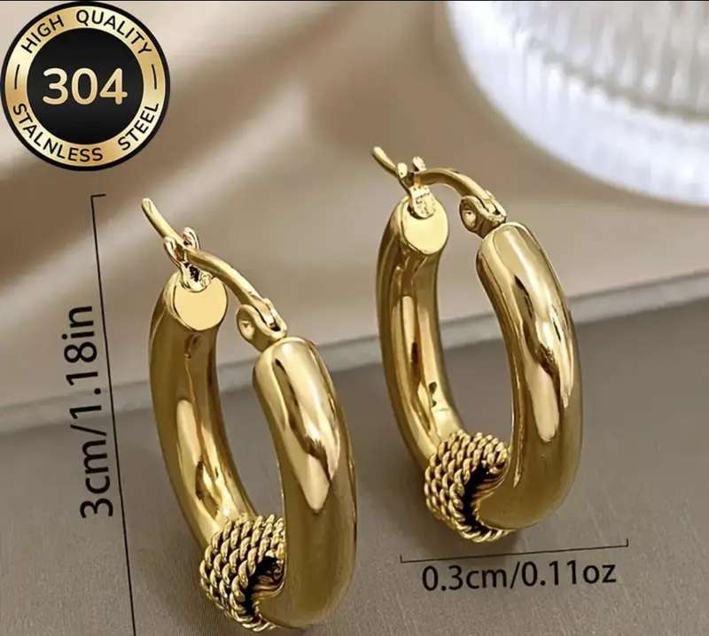 Gold Plated Stainless Steel Hoop Earrings