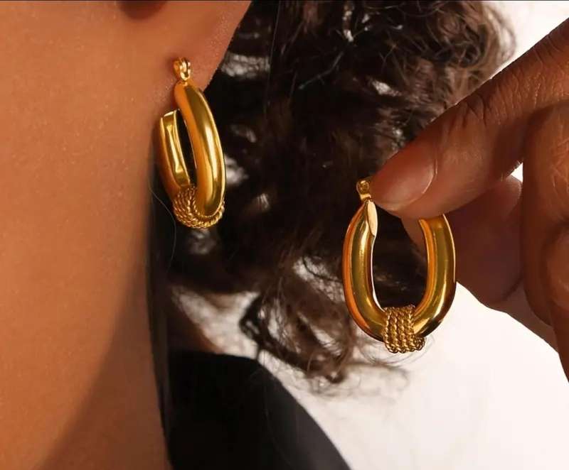 Gold Plated Stainless Steel Hoop Earrings