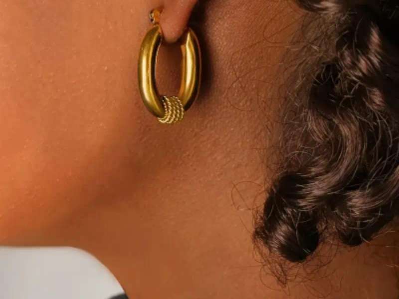 Gold Plated Stainless Steel Hoop Earrings