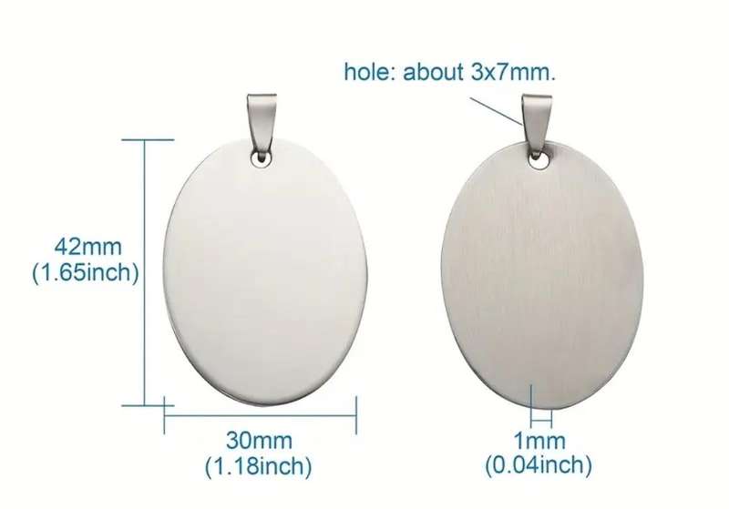 2pcs Stainless Steel Oval Stamping Blanks with Snap-on Bails  Jewelry Making Tags